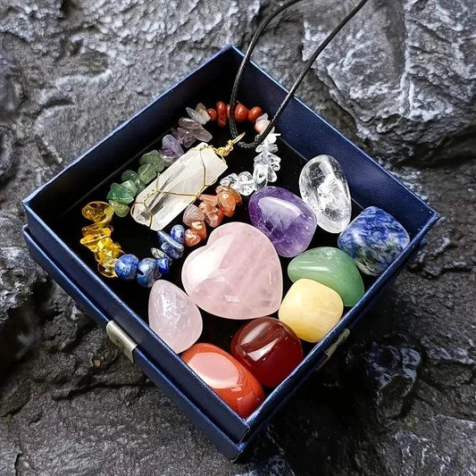 11pcs Set Natural Crystal Seven-color Stone Combination Set Powder Crystal Matching Gift Box - zenfulharmony.com