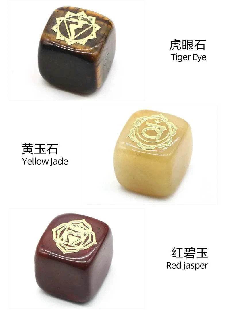 7 Chakra Yoga Symbol Square Crystal Resin Necklace - zenfulharmony.com