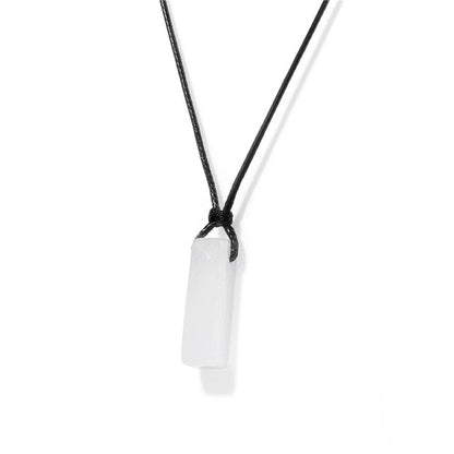 Healing Amethysts Pendant Necklaces Natural Stone Dalmation Rectangle Shape Charm Necklace - zenfulharmony.com