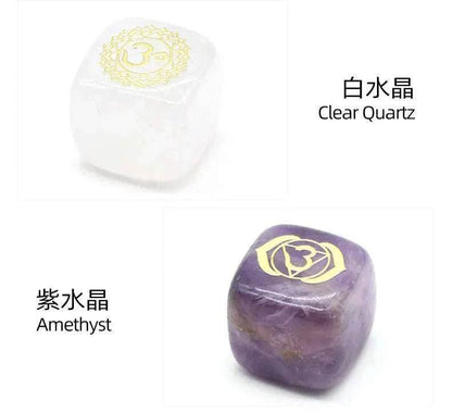 7 Chakra Yoga Symbol Square Crystal Resin Necklace - zenfulharmony.com