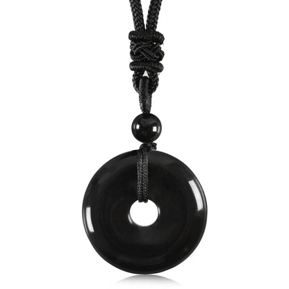 25mm Circle Donut Healing Crystal Quartz Necklace For Women Men Natural Amethyst Stone Amulet Lucky Chakra Coin Charm Pendant - zenfulharmony.com