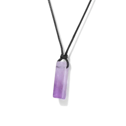 Healing Amethysts Pendant Necklaces Natural Stone Dalmation Rectangle Shape Charm Necklace - zenfulharmony.com