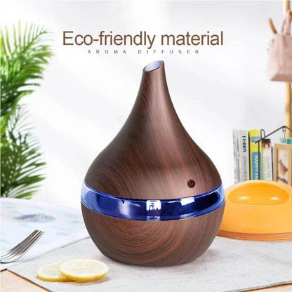 Essential Aroma Oil Diffuser Ultrasonic Wood Grain LED Light Room Air Humidifier - zenfulharmony.com