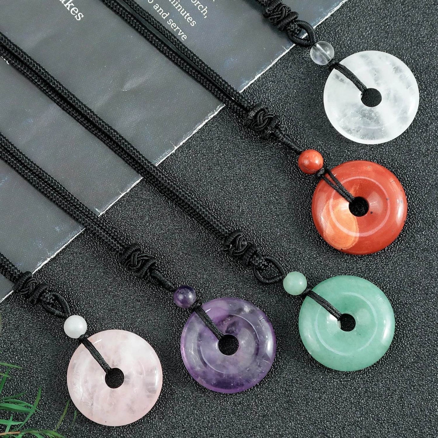 25mm Circle Donut Healing Crystal Quartz Necklace For Women Men Natural Amethyst Stone Amulet Lucky Chakra Coin Charm Pendant - zenfulharmony.com