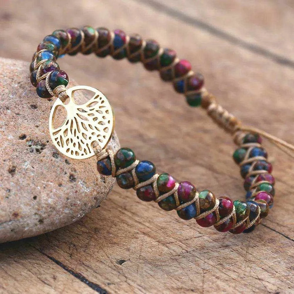 Double Layer Natural Stone African Jasper Bracelets woven Bohemia Zinc - zenfulharmony.com