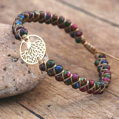 Double Layer Natural Stone African Jasper Bracelets woven Bohemia Zinc - zenfulharmony.com