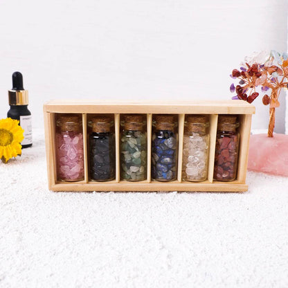 Natural Crystal Crushed Stone 5-7mm Drift Bottle Wooden Box Collection Gift Box - zenfulharmony.com