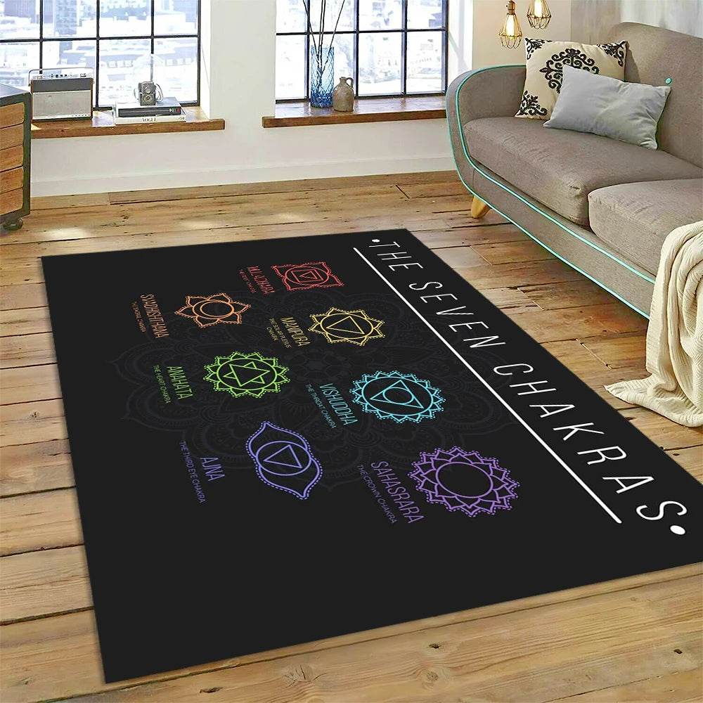 3D Yoga Zen Naturalize Meditation Rainbow 7 Chakra Area Rug,Carpet for Living Room Bedroom Sofa Doormat Decor,Non-slip Floor Mat - zenfulharmony.com