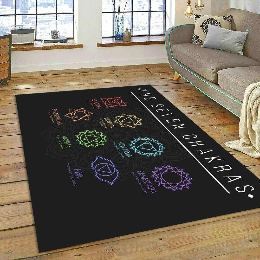 3D Yoga Zen Naturalize Meditation Rainbow 7 Chakra Area Rug,Carpet for Living Room Bedroom Sofa Doormat Decor,Non-slip Floor Mat - zenfulharmony.com