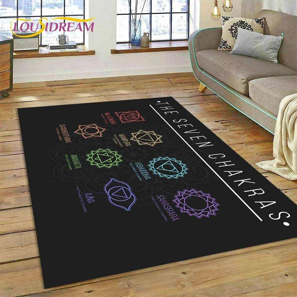 3D Yoga Zen Naturalize Meditation Rainbow 7 Chakra Area Rug,Carpet for Living Room Bedroom Sofa Doormat Decor,Non-slip Floor Mat - zenfulharmony.com
