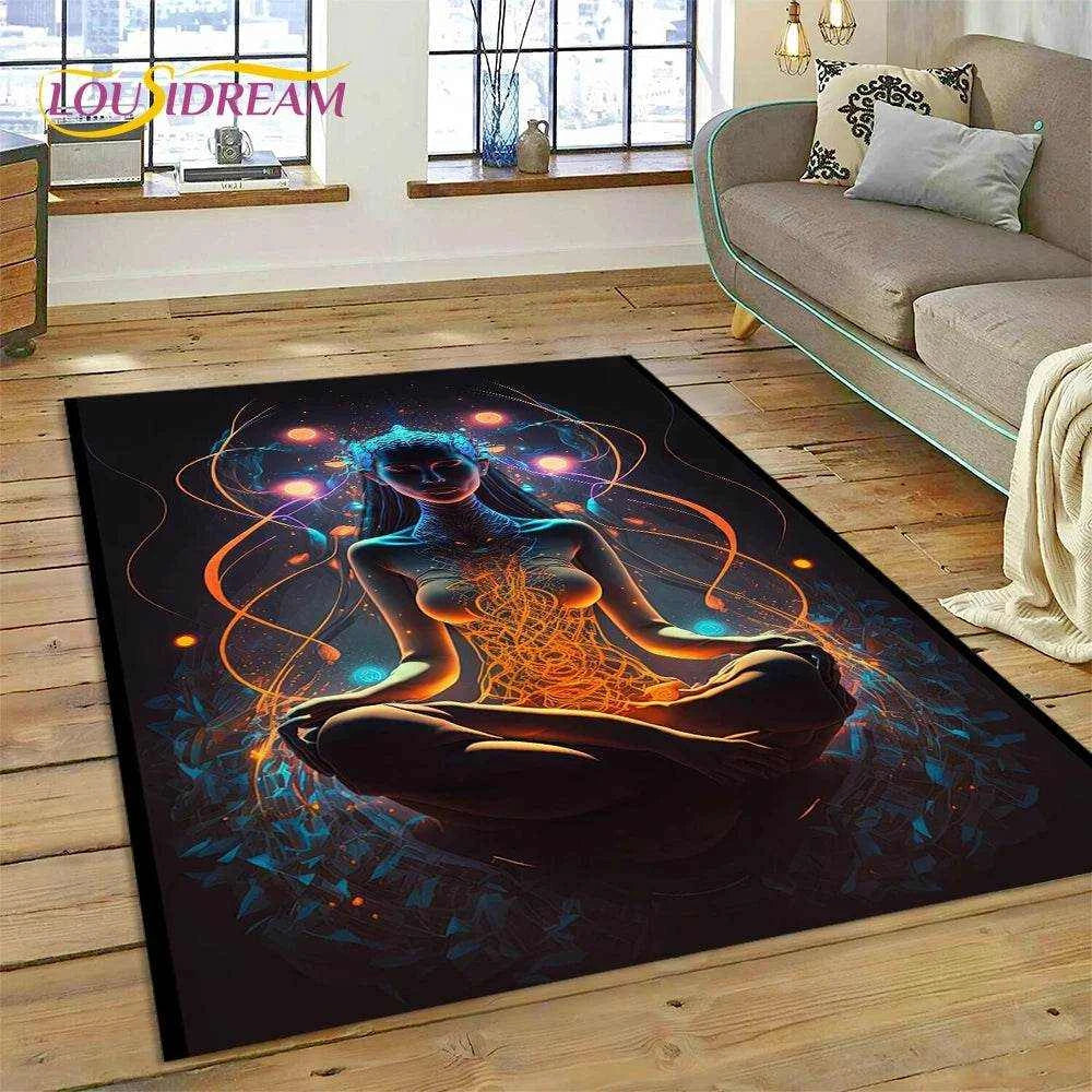 3D Yoga Zen Naturalize Meditation Rainbow 7 Chakra Area Rug,Carpet for Living Room Bedroom Sofa Doormat Decor,Non-slip Floor Mat - zenfulharmony.com