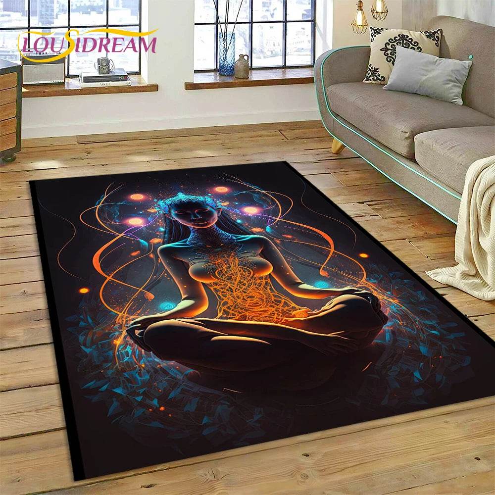 3D Yoga Zen Naturalize Meditation Rainbow 7 Chakra Area Rug,Carpet for Living Room Bedroom Sofa Doormat Decor,Non-slip Floor Mat - zenfulharmony.com