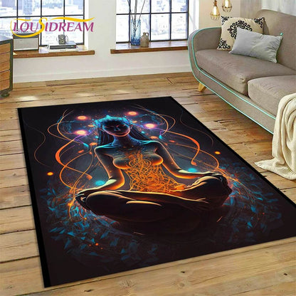 3D Yoga Zen Naturalize Meditation Rainbow 7 Chakra Area Rug,Carpet for Living Room Bedroom Sofa Doormat Decor,Non-slip Floor Mat - zenfulharmony.com
