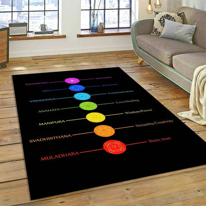 3D Yoga Zen Naturalize Meditation Rainbow 7 Chakra Area Rug,Carpet for Living Room Bedroom Sofa Doormat Decor,Non-slip Floor Mat - zenfulharmony.com