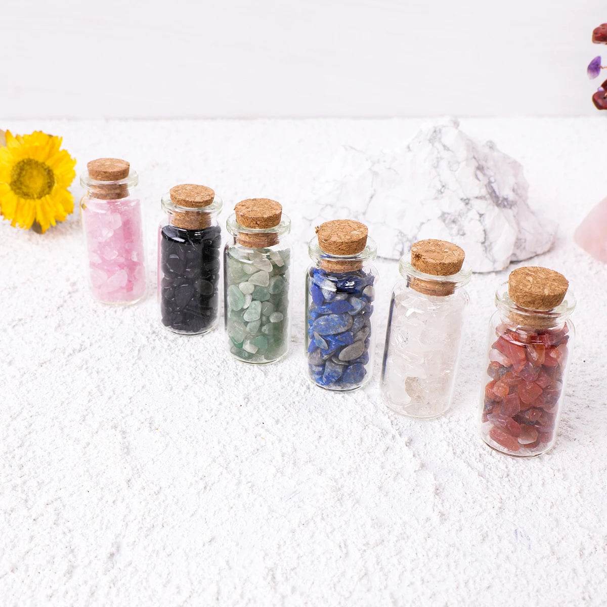 Natural Crystal Crushed Stone 5-7mm Drift Bottle Wooden Box Collection Gift Box - zenfulharmony.com