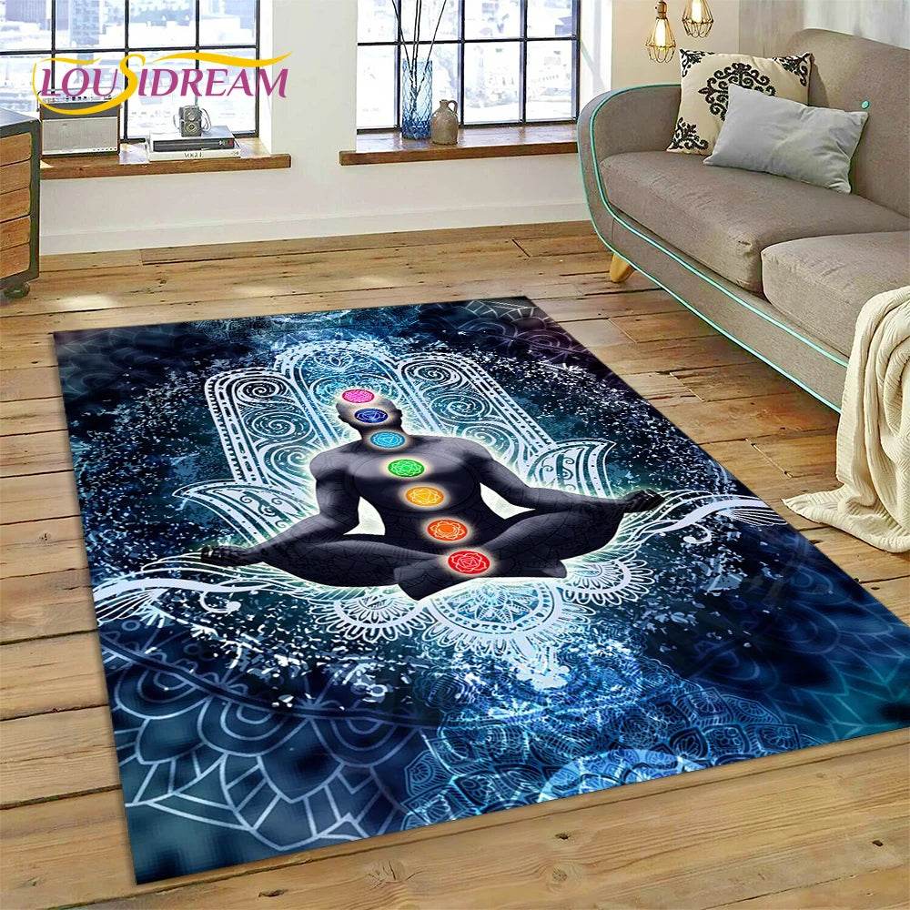 3D Yoga Zen Naturalize Meditation Rainbow 7 Chakra Area Rug,Carpet for Living Room Bedroom Sofa Doormat Decor,Non-slip Floor Mat - zenfulharmony.com