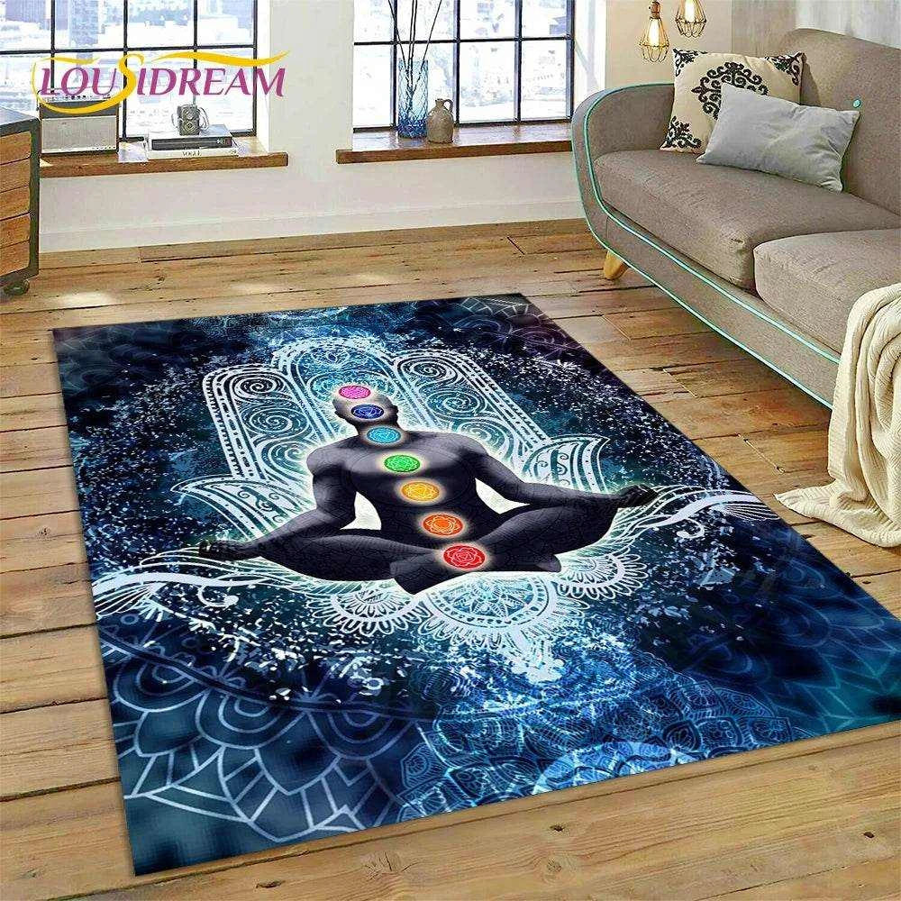 3D Yoga Zen Naturalize Meditation Rainbow 7 Chakra Area Rug,Carpet for Living Room Bedroom Sofa Doormat Decor,Non-slip Floor Mat - zenfulharmony.com