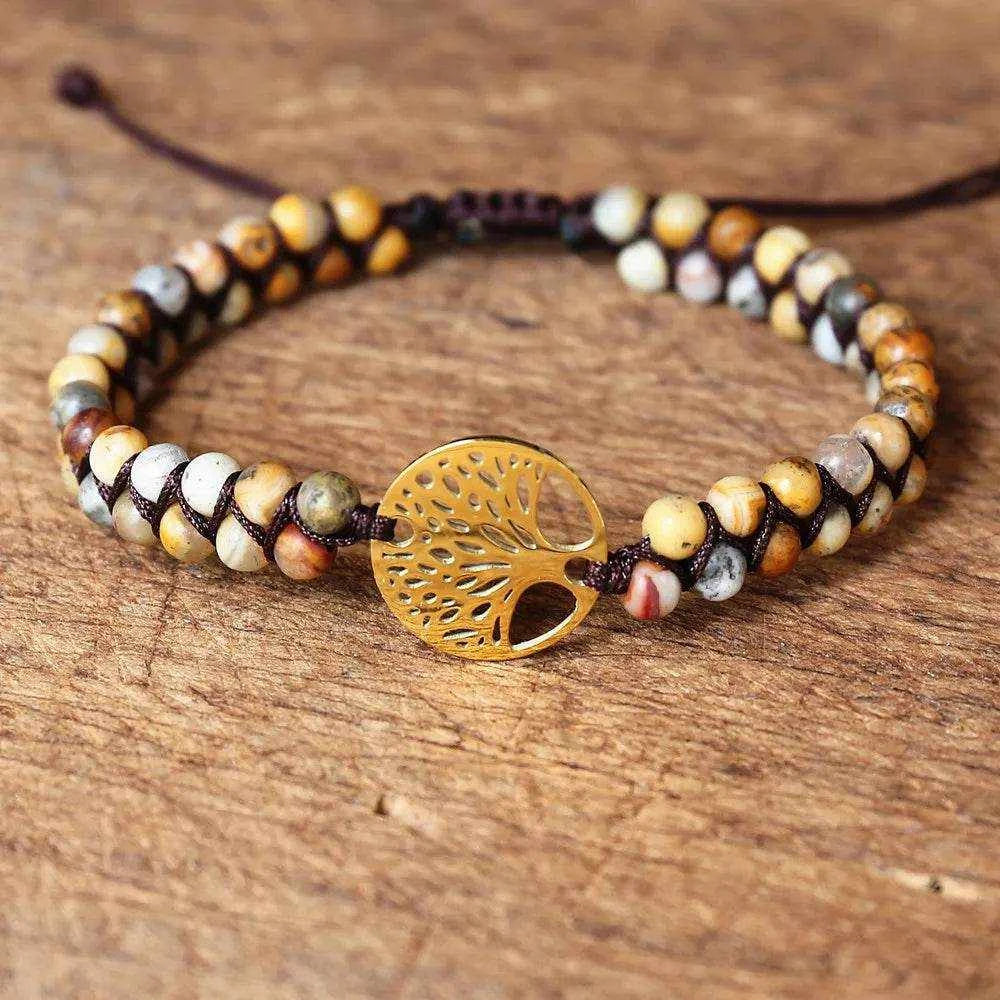 Double Layer Natural Stone African Jasper Bracelets woven Bohemia Zinc - zenfulharmony.com