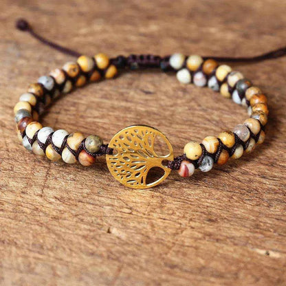 Double Layer Natural Stone African Jasper Bracelets woven Bohemia Zinc - zenfulharmony.com