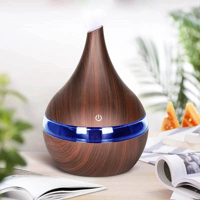 Essential Aroma Oil Diffuser Ultrasonic Wood Grain LED Light Room Air Humidifier - zenfulharmony.com