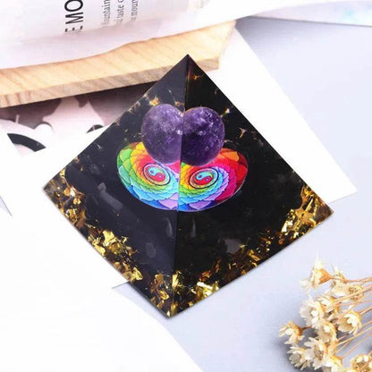 Natural Epoxy Orgonite Pyramid Dream Amethyst Quartz Crystal Sphere - zenfulharmony.com