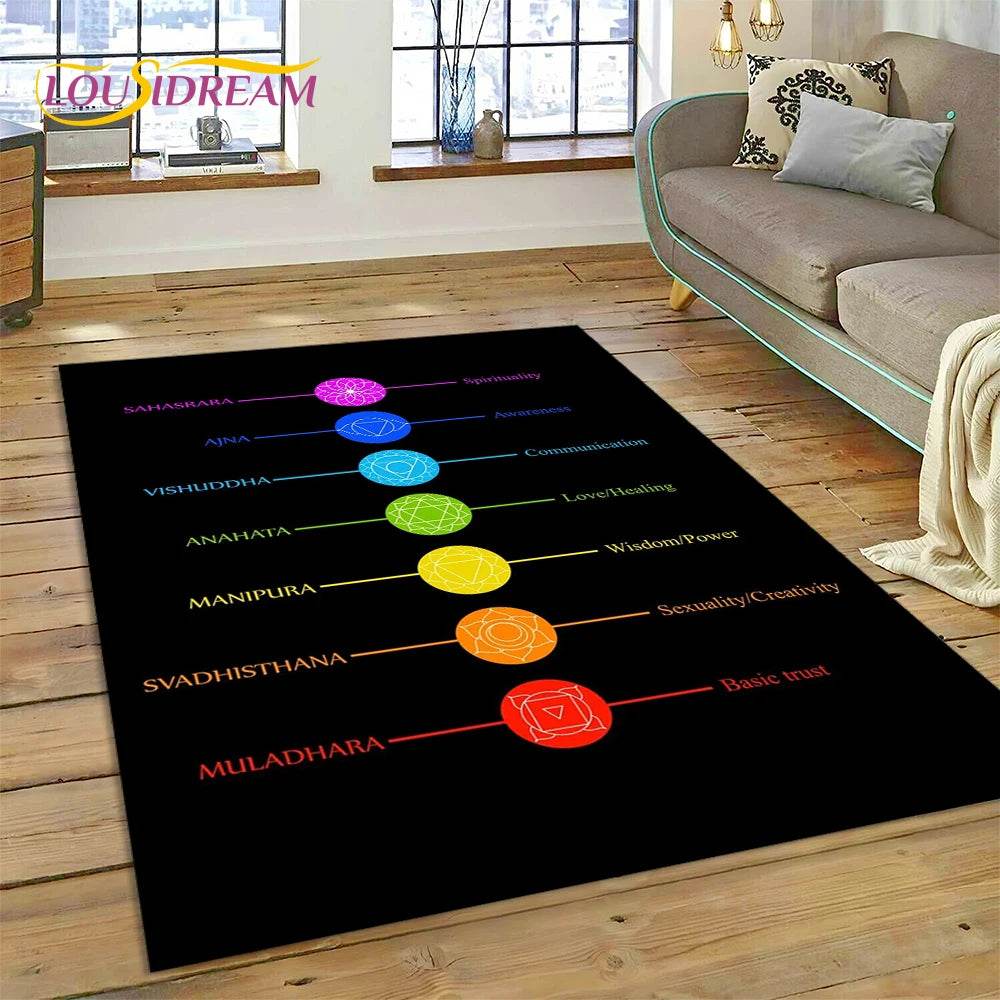 3D Yoga Zen Naturalize Meditation Rainbow 7 Chakra Area Rug,Carpet for Living Room Bedroom Sofa Doormat Decor,Non-slip Floor Mat - zenfulharmony.com