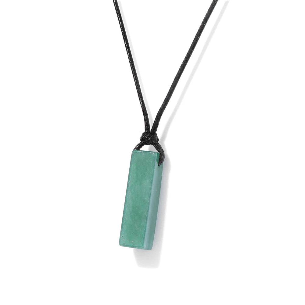 Healing Amethysts Pendant Necklaces Natural Stone Dalmation Rectangle Shape Charm Necklace - zenfulharmony.com