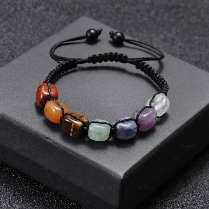 Boho 7 Chakra Healing Beaded Bracelets For Women Men 8mm Reiki Prayer Balance Beads Bracelet Adjustable Braided Bangles Jewelry - zenfulharmony.com