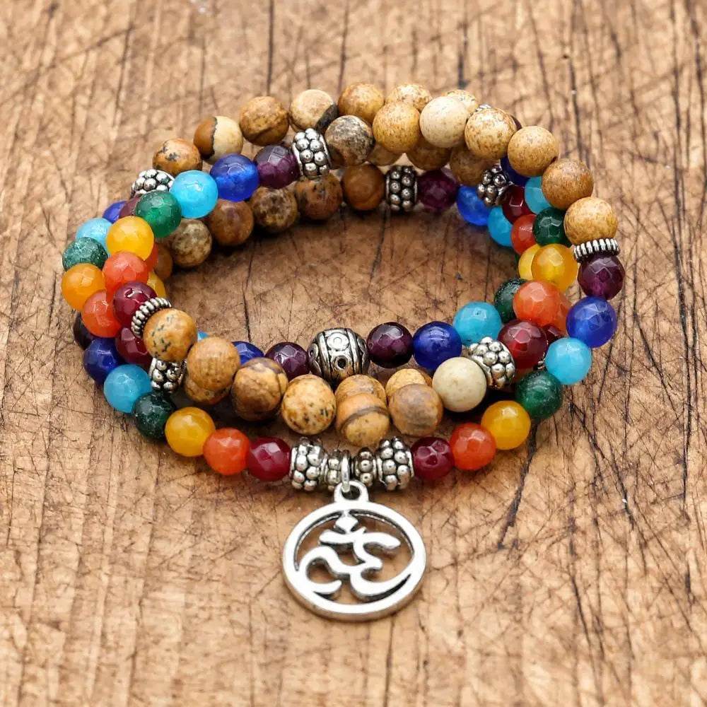 6mm Beads Tiger Eye 7 Chakra Mala Bracelets - zenfulharmony.com