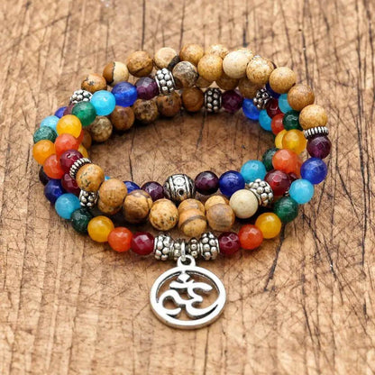 6mm Beads Tiger Eye 7 Chakra Mala Bracelets - zenfulharmony.com