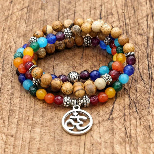 6mm Beads Tiger Eye 7 Chakra Mala Bracelets - zenfulharmony.com
