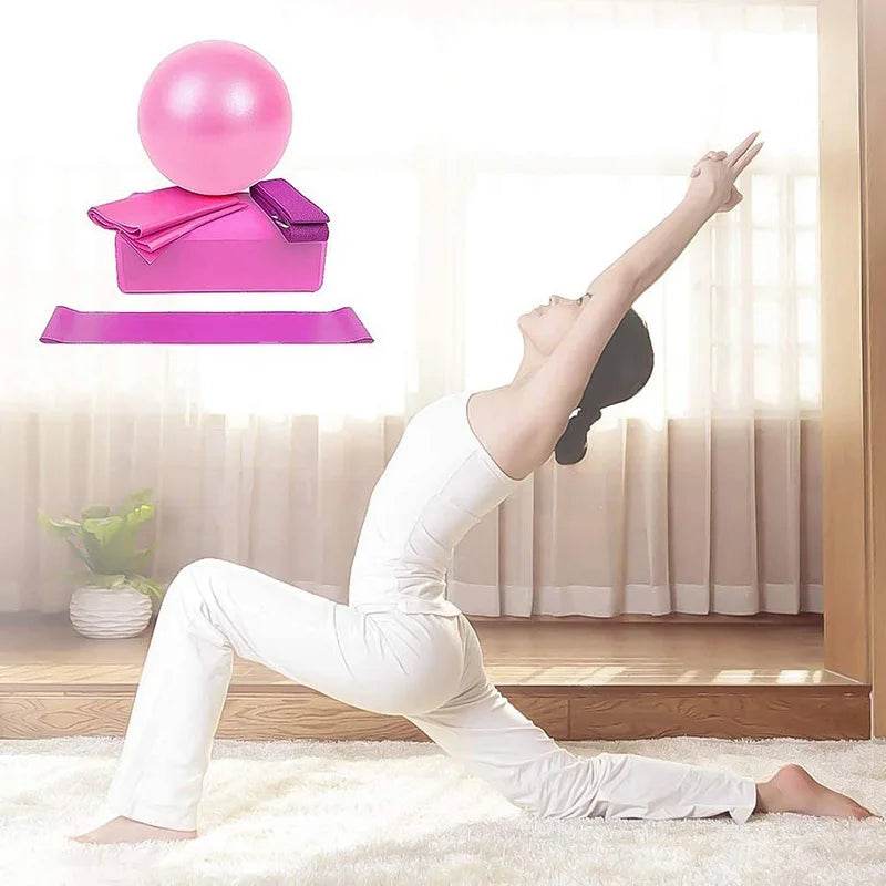 Yoga Starter Kit 5pcs Yoga Equipment Set With Blocks Ball Stretching Strap Resistance Loop Pilates Exercise Band - zenfulharmony.com