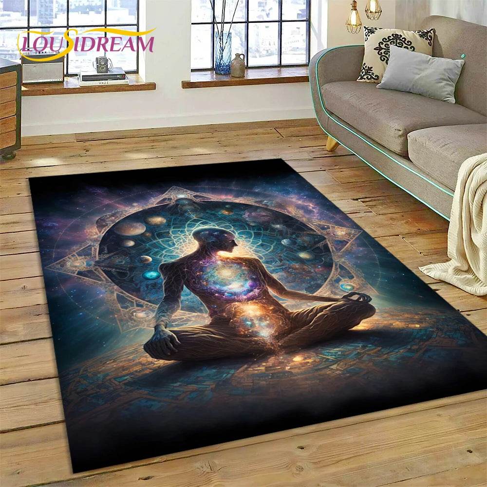 3D Yoga Zen Naturalize Meditation Rainbow 7 Chakra Area Rug,Carpet for Living Room Bedroom Sofa Doormat Decor,Non-slip Floor Mat - zenfulharmony.com