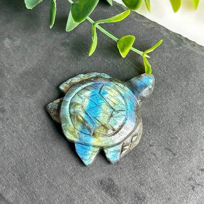 Labradorite Turtle Natural Carving CrystalReikiEnergyMeditation Stone - zenfulharmony.com