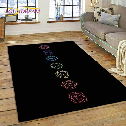 3D Yoga Zen Naturalize Meditation Rainbow 7 Chakra Area Rug,Carpet for Living Room Bedroom Sofa Doormat Decor,Non-slip Floor Mat - zenfulharmony.com