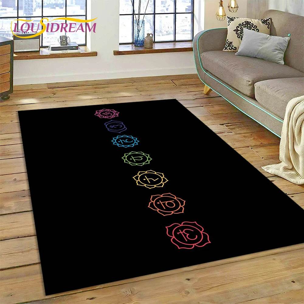 3D Yoga Zen Naturalize Meditation Rainbow 7 Chakra Area Rug,Carpet for Living Room Bedroom Sofa Doormat Decor,Non-slip Floor Mat - zenfulharmony.com