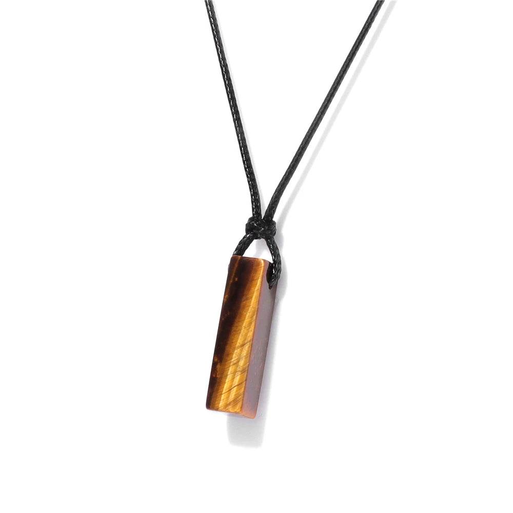 Healing Amethysts Pendant Necklaces Natural Stone Dalmation Rectangle Shape Charm Necklace - zenfulharmony.com