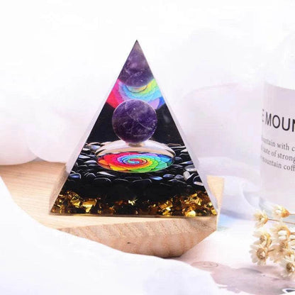 Natural Epoxy Orgonite Pyramid Dream Amethyst Quartz Crystal Sphere - zenfulharmony.com