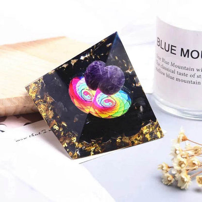 Natural Epoxy Orgonite Pyramid Dream Amethyst Quartz Crystal Sphere - zenfulharmony.com