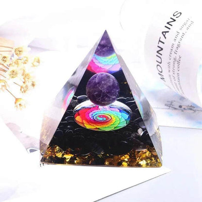 Natural Epoxy Orgonite Pyramid Dream Amethyst Quartz Crystal Sphere - zenfulharmony.com