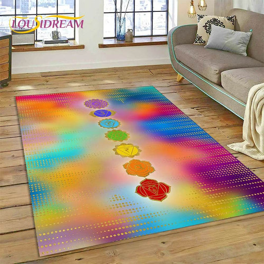 3D Yoga Zen Naturalize Meditation Rainbow 7 Chakra Area Rug,Carpet for Living Room Bedroom Sofa Doormat Decor,Non-slip Floor Mat - zenfulharmony.com