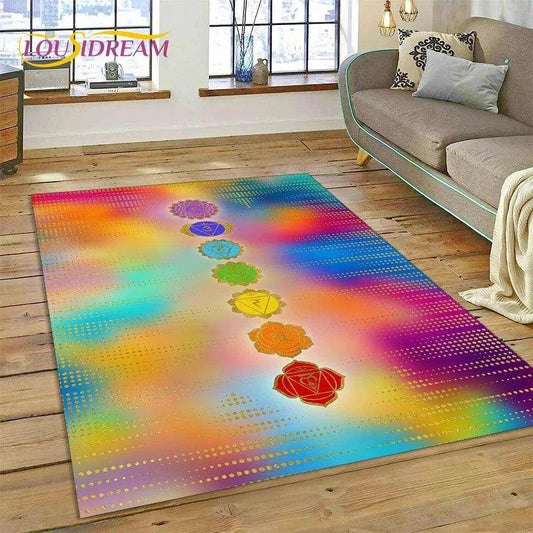 3D Yoga Zen Naturalize Meditation Rainbow 7 Chakra Area Rug,Carpet for Living Room Bedroom Sofa Doormat Decor,Non-slip Floor Mat - zenfulharmony.com