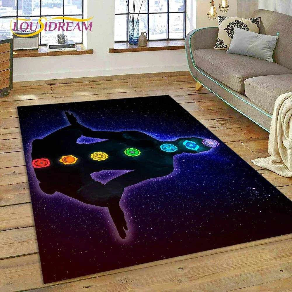 3D Yoga Zen Naturalize Meditation Rainbow 7 Chakra Area Rug,Carpet for Living Room Bedroom Sofa Doormat Decor,Non-slip Floor Mat - zenfulharmony.com