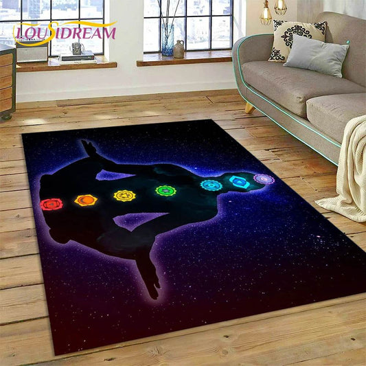 3D Yoga Zen Naturalize Meditation Rainbow 7 Chakra Area Rug,Carpet for Living Room Bedroom Sofa Doormat Decor,Non-slip Floor Mat - zenfulharmony.com