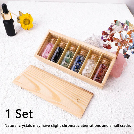 Natural Crystal Crushed Stone 5-7mm Drift Bottle Wooden Box Collection Gift Box - zenfulharmony.com
