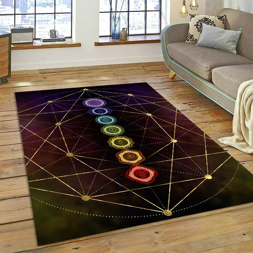 3D Yoga Zen Naturalize Meditation Rainbow 7 Chakra Area Rug,Carpet for Living Room Bedroom Sofa Doormat Decor,Non-slip Floor Mat - zenfulharmony.com