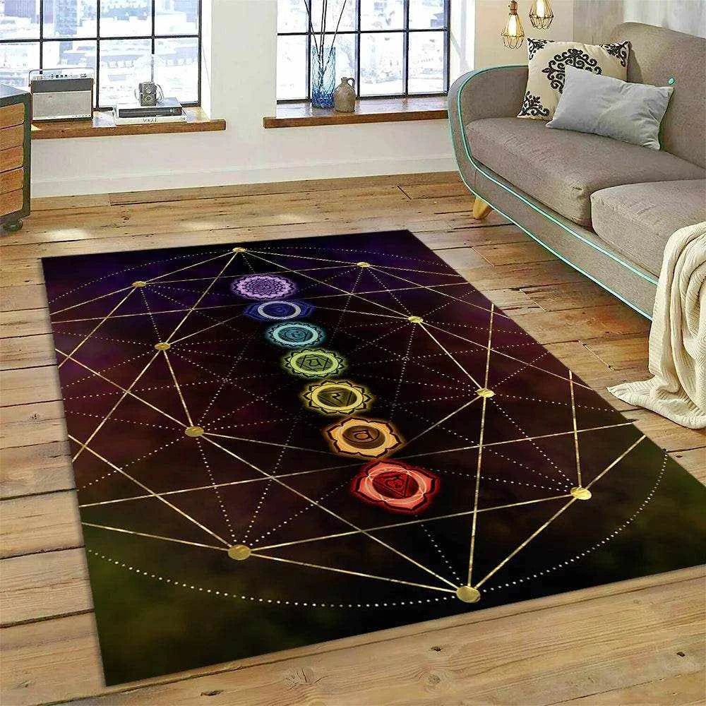 3D Yoga Zen Naturalize Meditation Rainbow 7 Chakra Area Rug,Carpet for Living Room Bedroom Sofa Doormat Decor,Non-slip Floor Mat - zenfulharmony.com