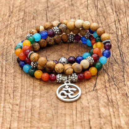 6mm Beads Tiger Eye 7 Chakra Mala Bracelets - zenfulharmony.com