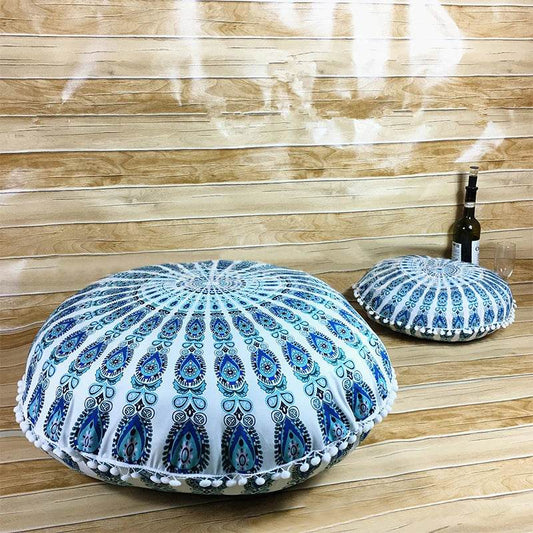 43CM Round Mandala Pillowcase Bohemian Cushion Cover Floor Cushion Pillows Cover Home Hotel Pillows flower Printed Pillowcase - zenfulharmony.com