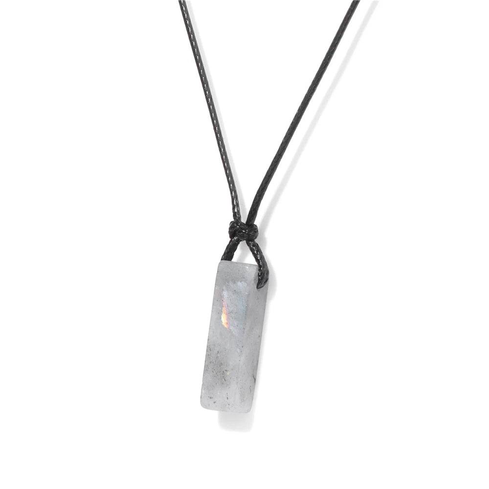Healing Amethysts Pendant Necklaces Natural Stone Dalmation Rectangle Shape Charm Necklace - zenfulharmony.com
